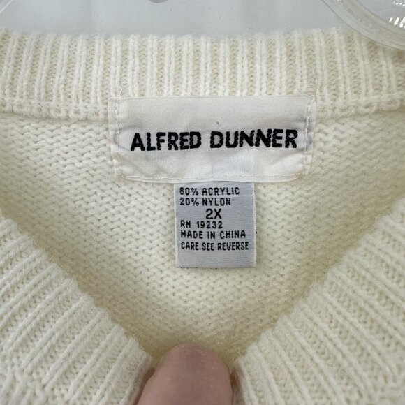 vintage 80s ACRYLIC CREWNECK PEARL SWEATER cable knit long sleeve ivory XL - Picture 7 of 7